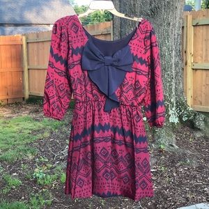 Garnet and navy dress